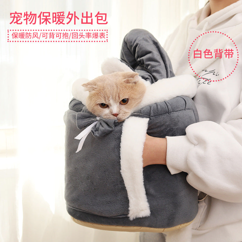 Cute Cat Backpack and Indoor Cat Bed Combo