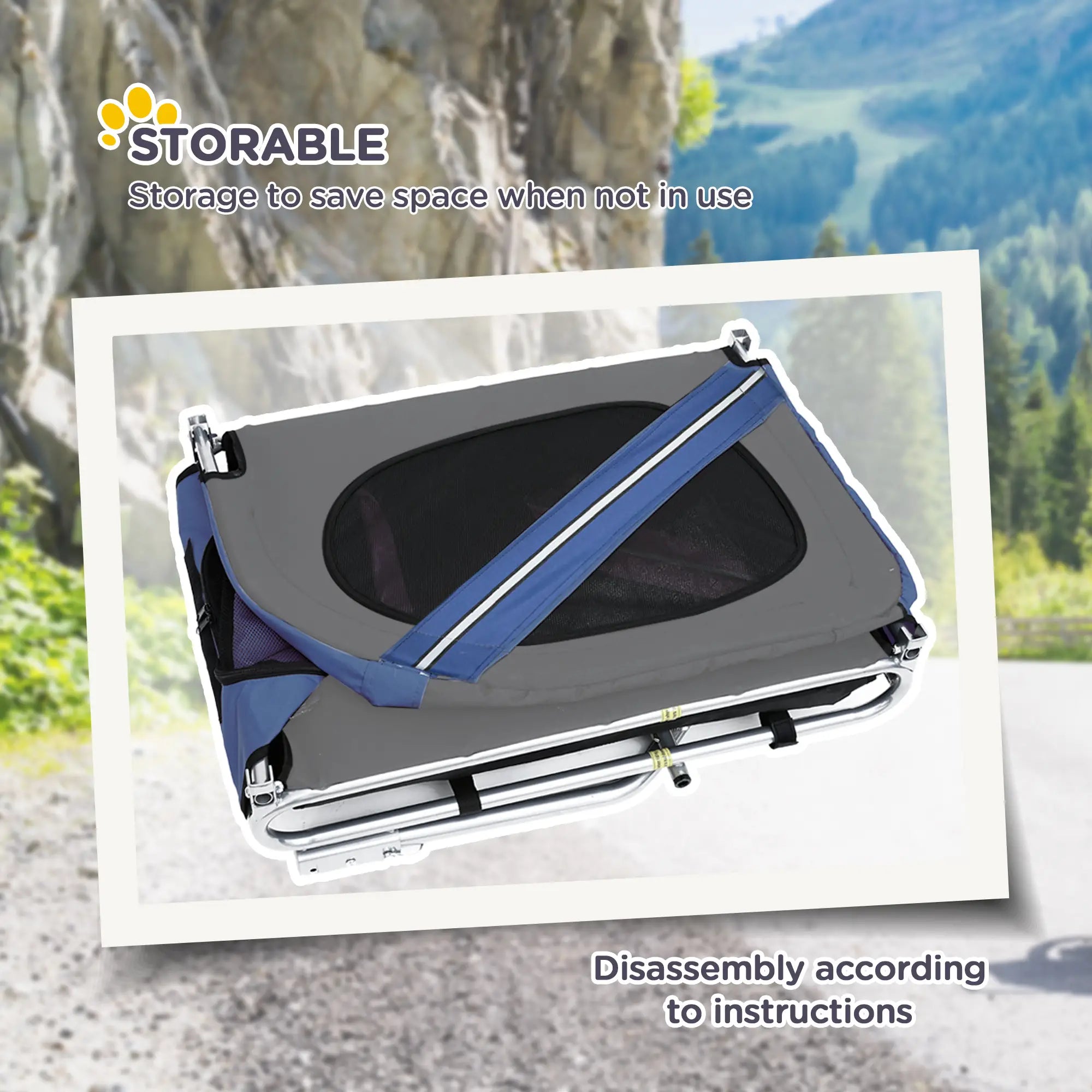 Dog Bike Trailer Pet Cart Bicycle Wagon Cargo Carrier Attachment Foldable for Travel, Blue and Grey