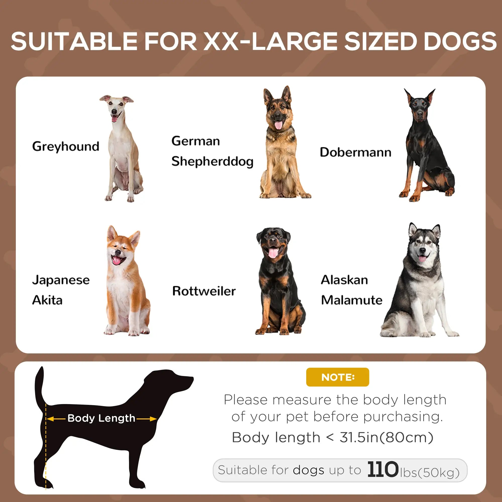 Elevated Dog Bed with Canopy, Portable Raised Dog Cot for XL Sized Dogs, Indoor & Outdoor, 48" x 36" x 43", Coffee