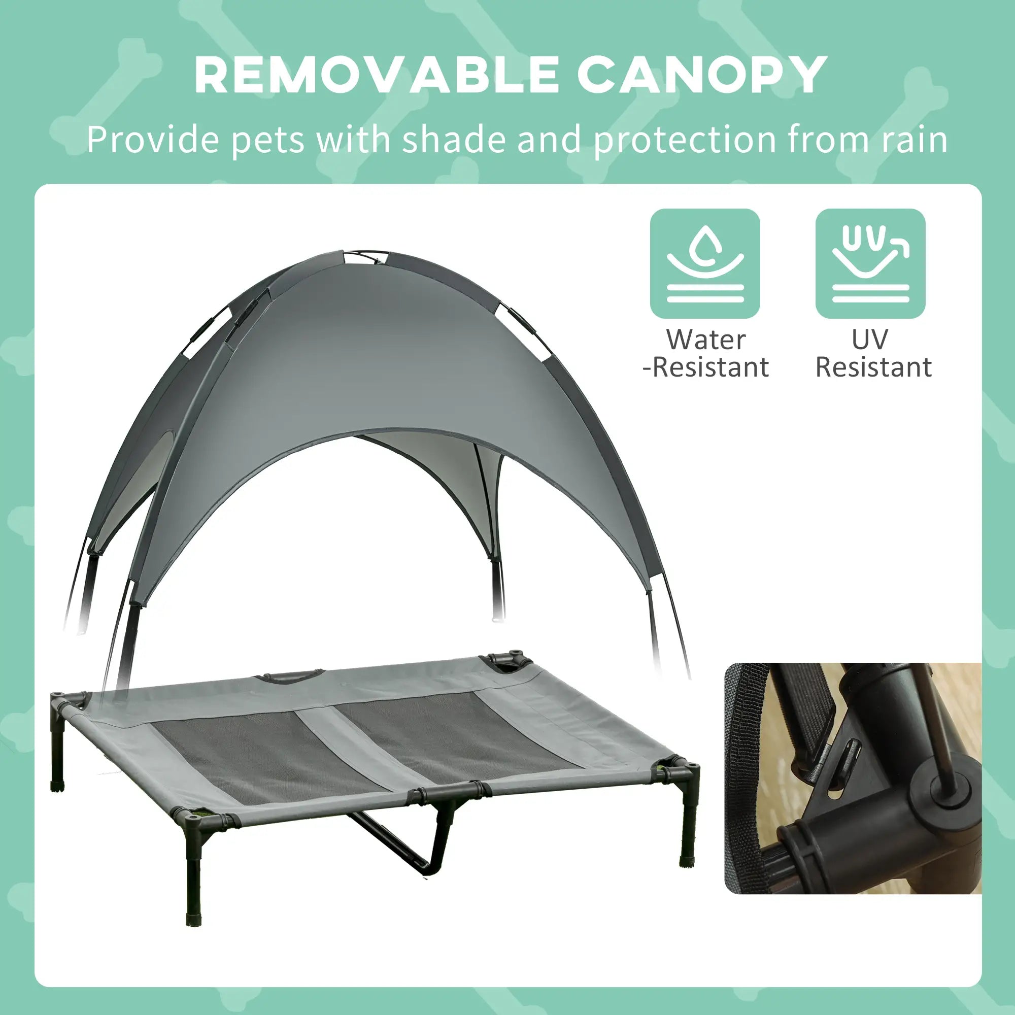 Large Elevated Dog Bed 6.2" L X 29.9" W 36.2" H Foldable Outdoor Cat Dog Canopy Cot w/ Carry Bag Grey
