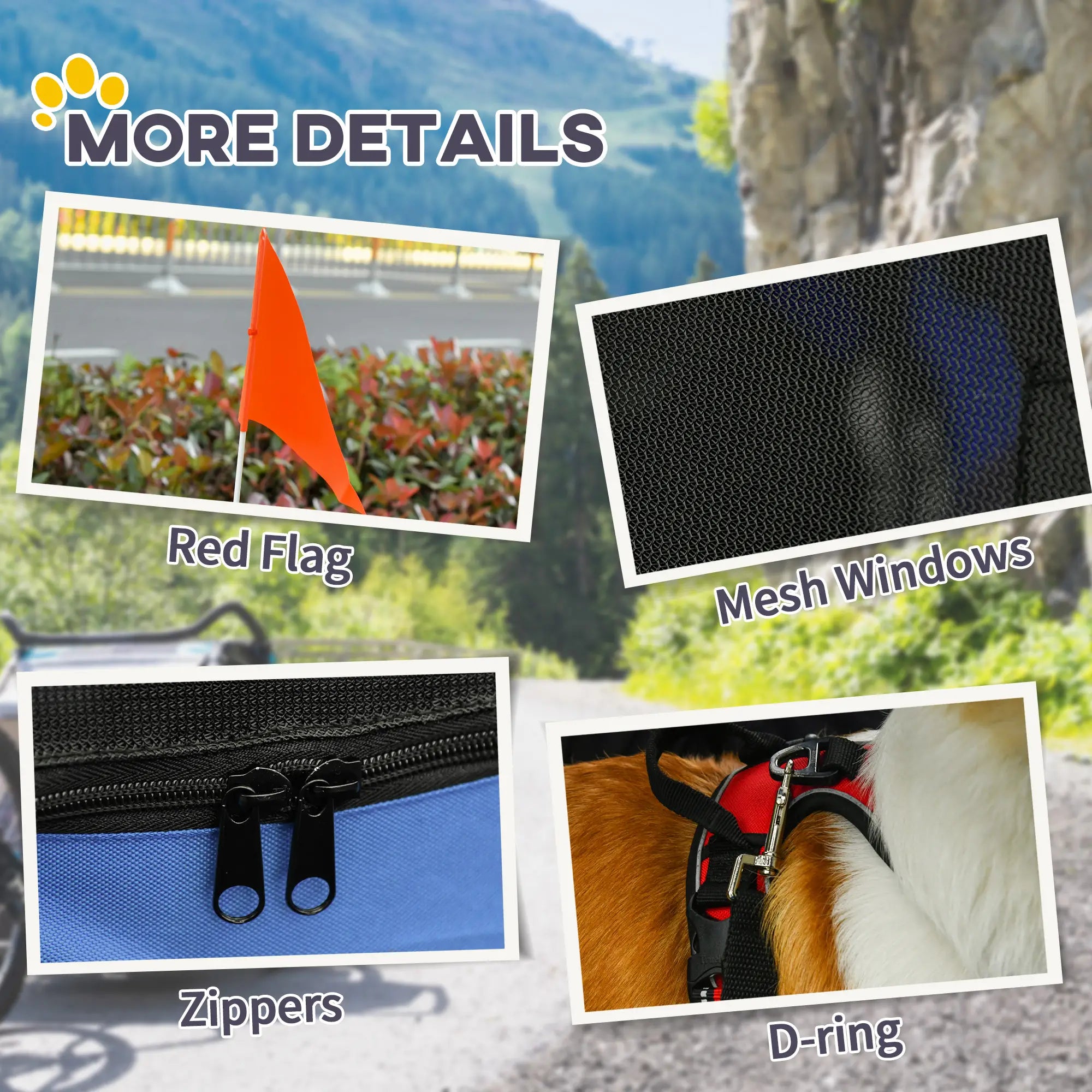 Dog Bike Trailer Pet Cart Bicycle Wagon Cargo Carrier Attachment Foldable for Travel, Blue and Grey