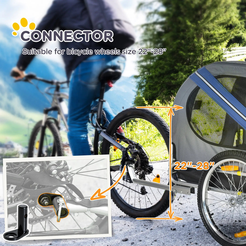 Dog Bike Trailer Pet Cart Bicycle Wagon Cargo Carrier Attachment Foldable for Travel, Blue and Grey